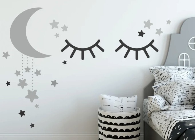 E-shop domtextilu.sk Krásna sivo čierna nálepka na stenu spánok 100 x 200 cm 46376-217168