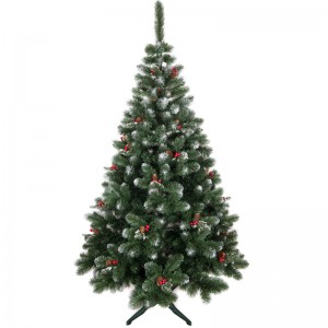 Luxusný vianočný stromček borovica so šiškami a jarabinou 150 cm