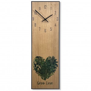 Štýlové drevené hodiny do kancelárie s motívom listov