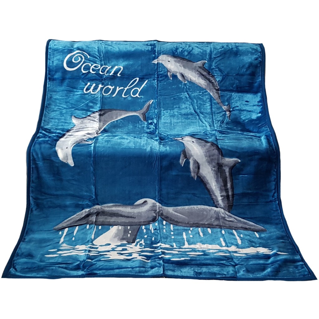 domtextilu.sk Teplá deka modrej farby s motívom delfínov 