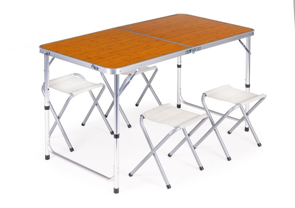 E-shop Skladací cateringový stôl 119,5x60 cm drevo so 4 stoličkami