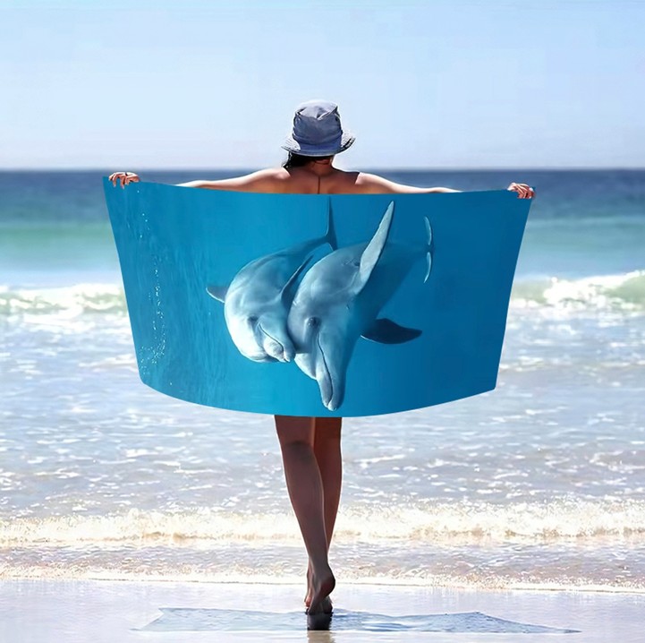 E-shop Plážová modrá osuška s delfínmi