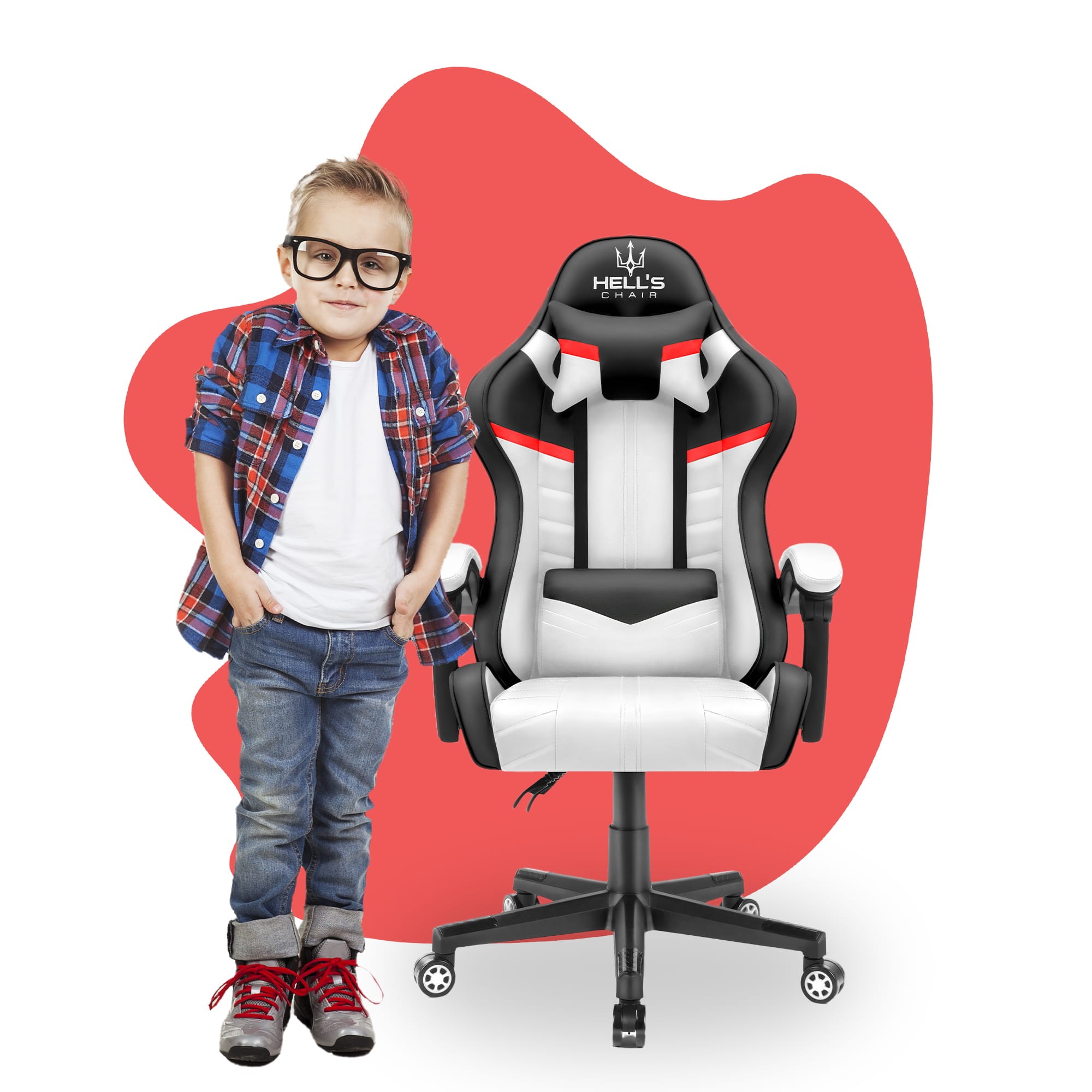 E-shop domtextilu.sk Detské herné kreslo HC - 1004 čierno bielej farby s červeným detailom 69516