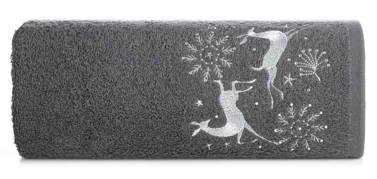 Bavlnený vianočný uterák sivý so sobmi Šírka: 70 cm | Dĺžka: 140 cm