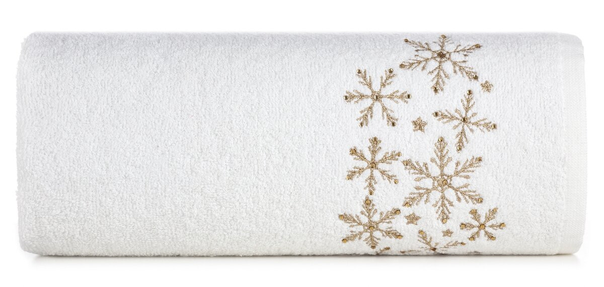 E-shop Bavlnený vianočný uterák so zlatými vločkami Šírka: 70 cm | Dĺžka: 140 cm