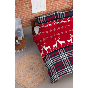 Moderné vianočné posteľné obliečky červené so sobom