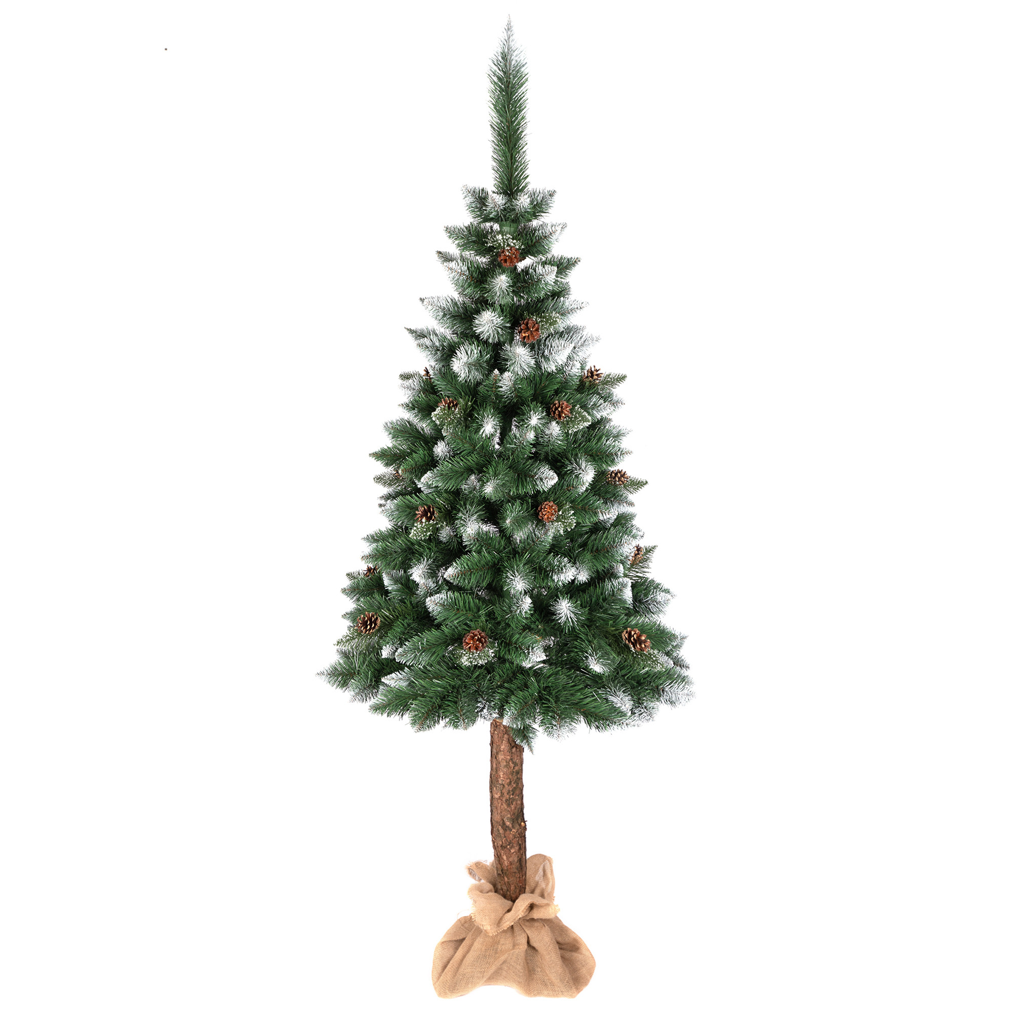 E-shop domtextilu.sk Vianočný stromček na pníku so šiškami a zdobením 220 cm 71027