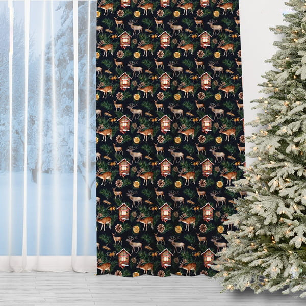 E-shop Tmavý vianočný záves - Vianočný sob 150 x 240 cm