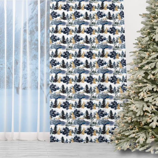 Štýlový vianočný záves - zimný les 150 x 240 cm