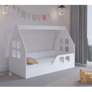 Detská posteľ domček Montessori 140 x 70 cm biela pravá