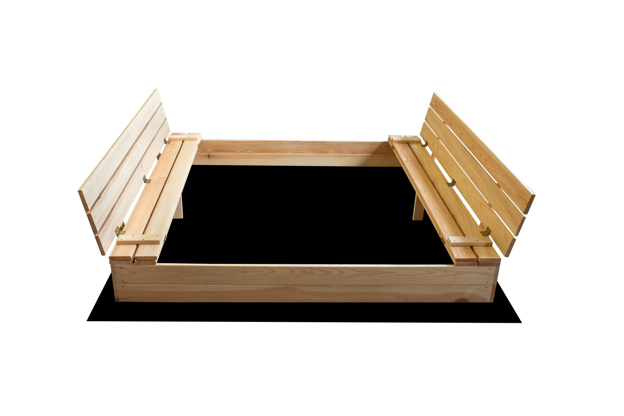E-shop Detské drevené pieskovisko s lavičkami 160 x 160 cm - uzatvárateľné