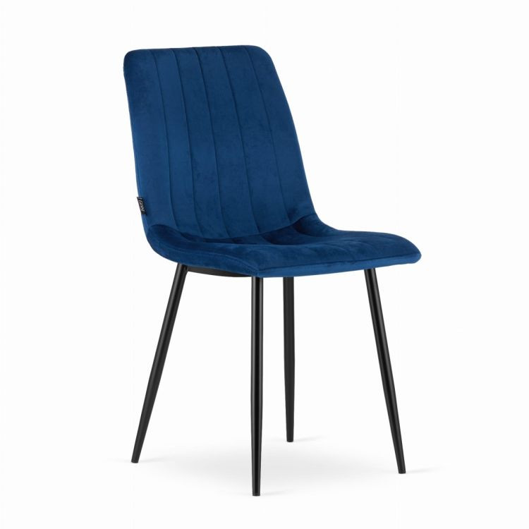 E-shop Sada 4 ks modrých zamatových stoličiek LAVA