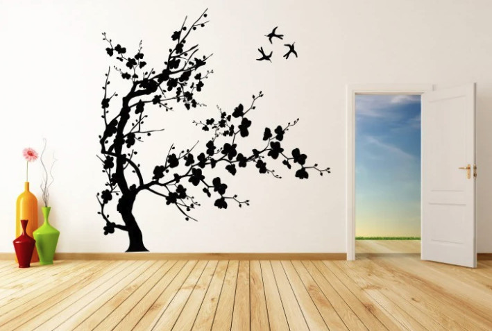 domtextilu.sk Nálepka na stenu do interiéru s motívom rozkvitnutého stromu 100 x 100 cm