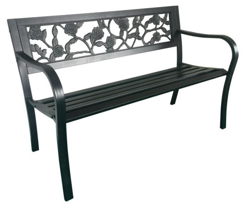E-shop Čierna záhradná lavička 125 x 53 x 77 cm