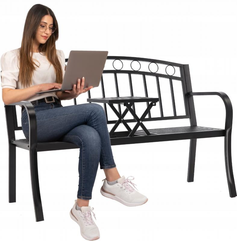 E-shop Záhradná lavička s rozkladacím stolíkom 127 x 53 x 84 cm