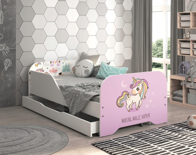 E-shop domtextilu.sk Detská posteľ 140 x 70 cm s motívom ružového jednorožca 76303