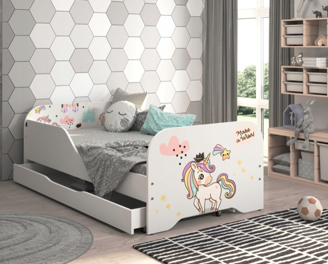 E-shop domtextilu.sk Detská posteľ MIKI 160 x 80 cm s motívom dúhového jednorožca 76320
