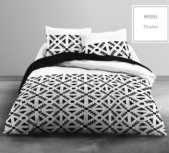E-shop domtextilu.sk Vzorované čierno biele posteľné obliečky z bavlny 9929