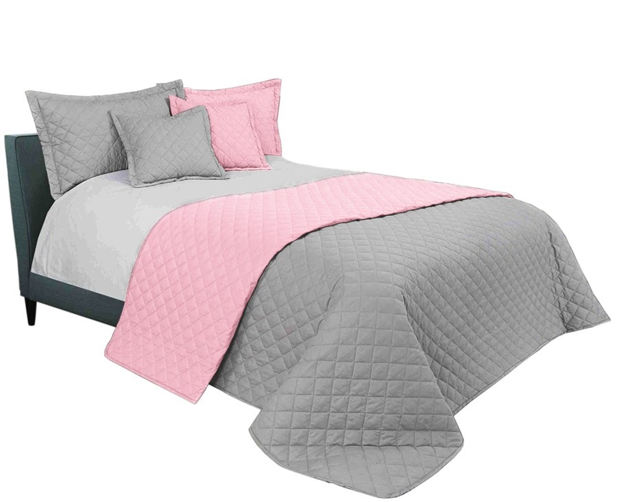 domtextilu.sk Kvalitný prehoz na manželskú posteľ v sivo ružovej farbe 200 x 220 cm 10073