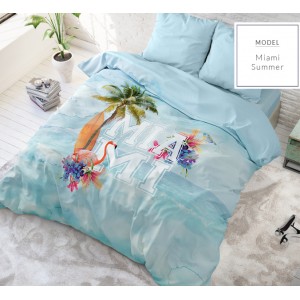 Bavlnené modré posteľné obliečky s letným motívom 200 x 200 cm