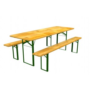 Veľký záhradný stôl s borovicového dreva s lavičkami 80 x 220 cm