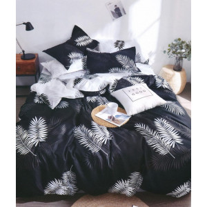 Luxusné čierno biele obojstranné obliečky s motívom listov