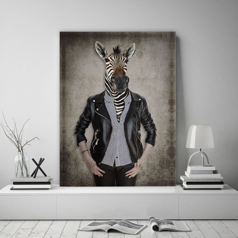 E-shop Originálny obraz na stenu s motívom človeka s hlavou zebry