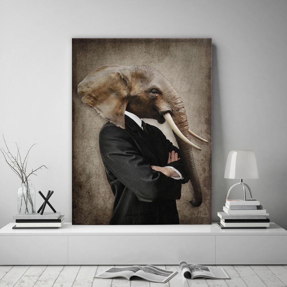 E-shop Portrét človek s hlavou slona obraz na stenu