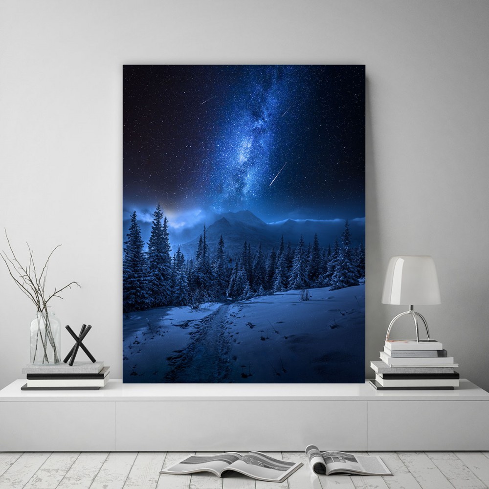 E-shop Modrý obraz na plátne s motívom hviezd na oblohe