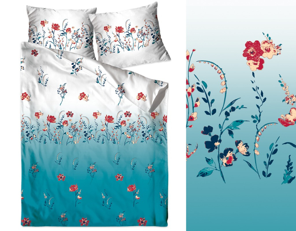 domtextilu.sk Romantické bavlnené modro biele posteľné obliečky s motívom kvetov  3 časti: 1ks 200x220 + 2ks 70 cmx80 33814-164883