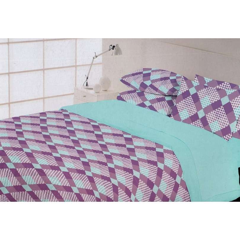 E-shop domtextilu.sk Fialovo mentolové kárované posteľné obliečky 3 časti: 1ks 200x220 + 2ks 70 cmx80 36829-176019