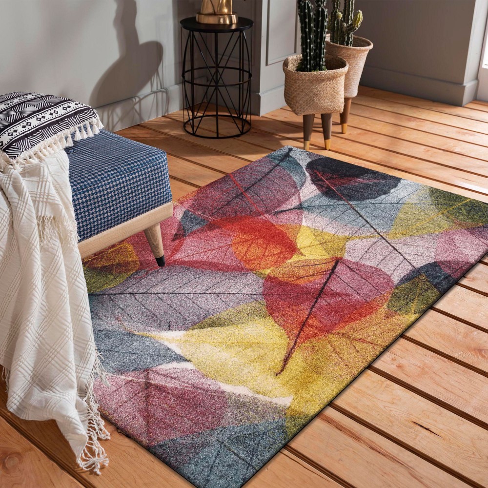 DomTextilu Krásny kvalitný koberec s farebnými listami 40979-187443  80 x 150 cm Fialová