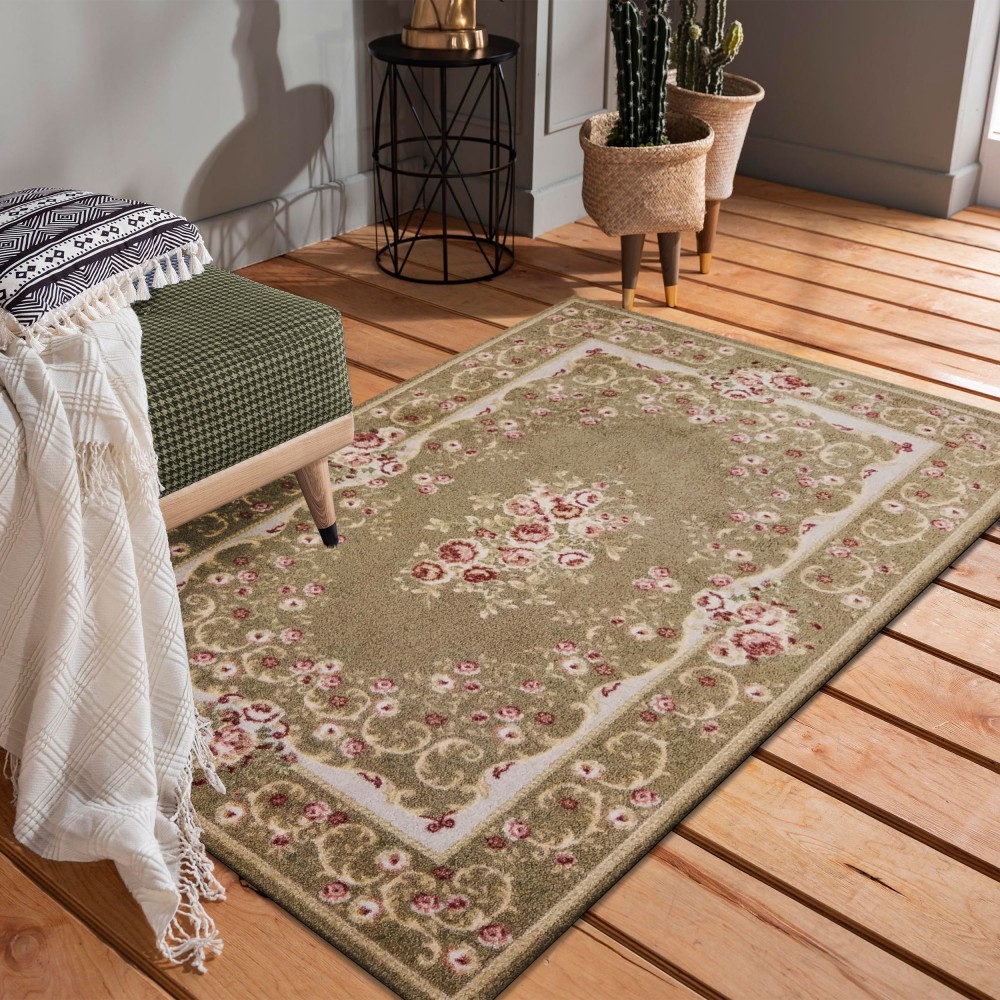 domtextilu.sk Kvalitný koberec v krásnej capuccino farbe s ružovými kvetmi 40988-187489
