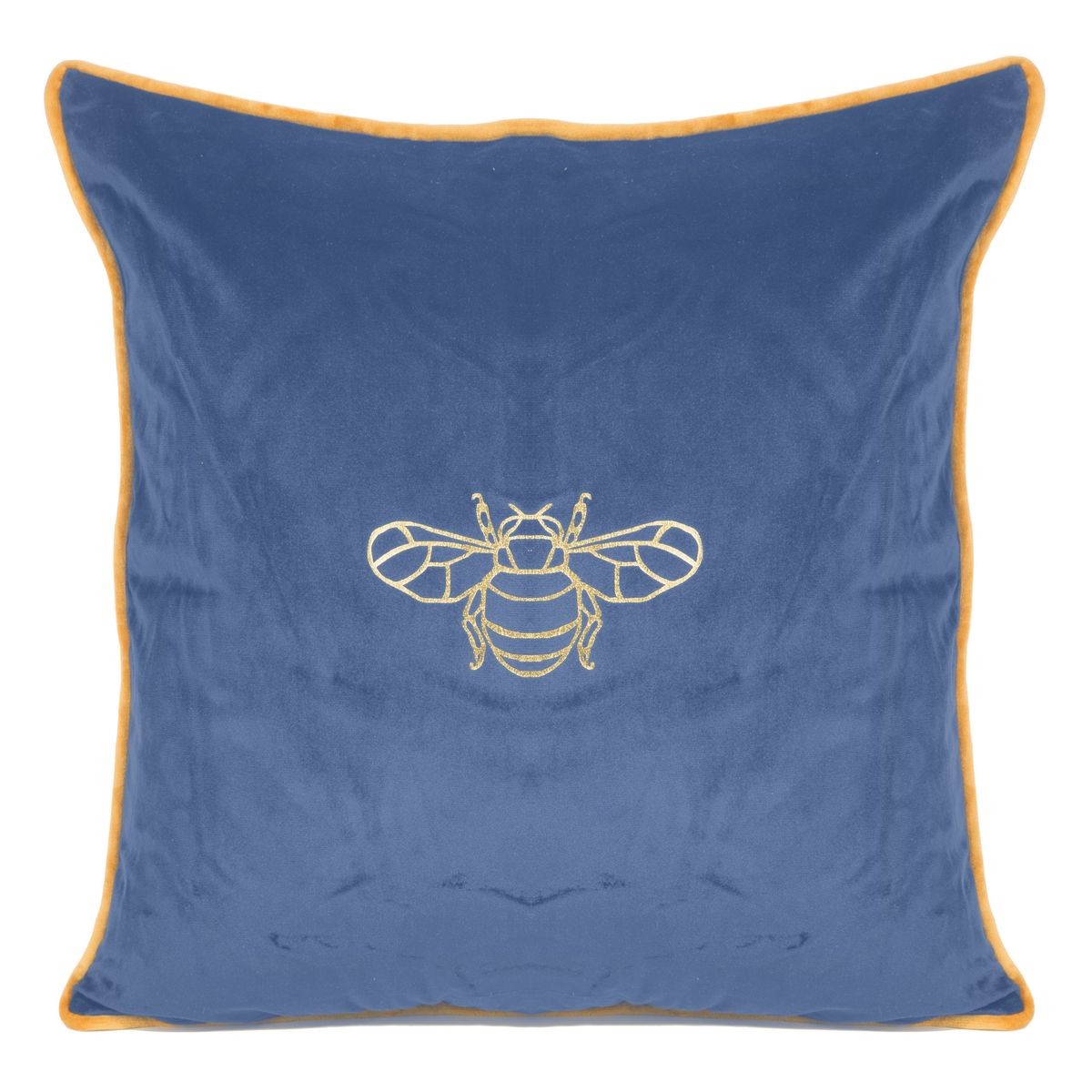 domtextilu.sk Efektívna modrá zamatová obliečka na vankúš so vzorom včely 45 x 45 cm 45139