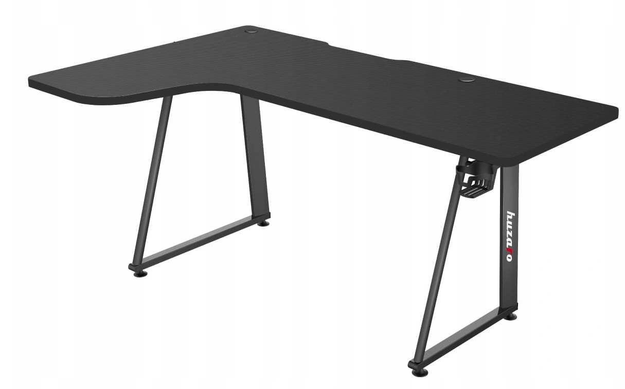 DomTextilu Priestranný rohový herný stôl v čiernej farbe HUZHERO-7-7-BLACK Čierna