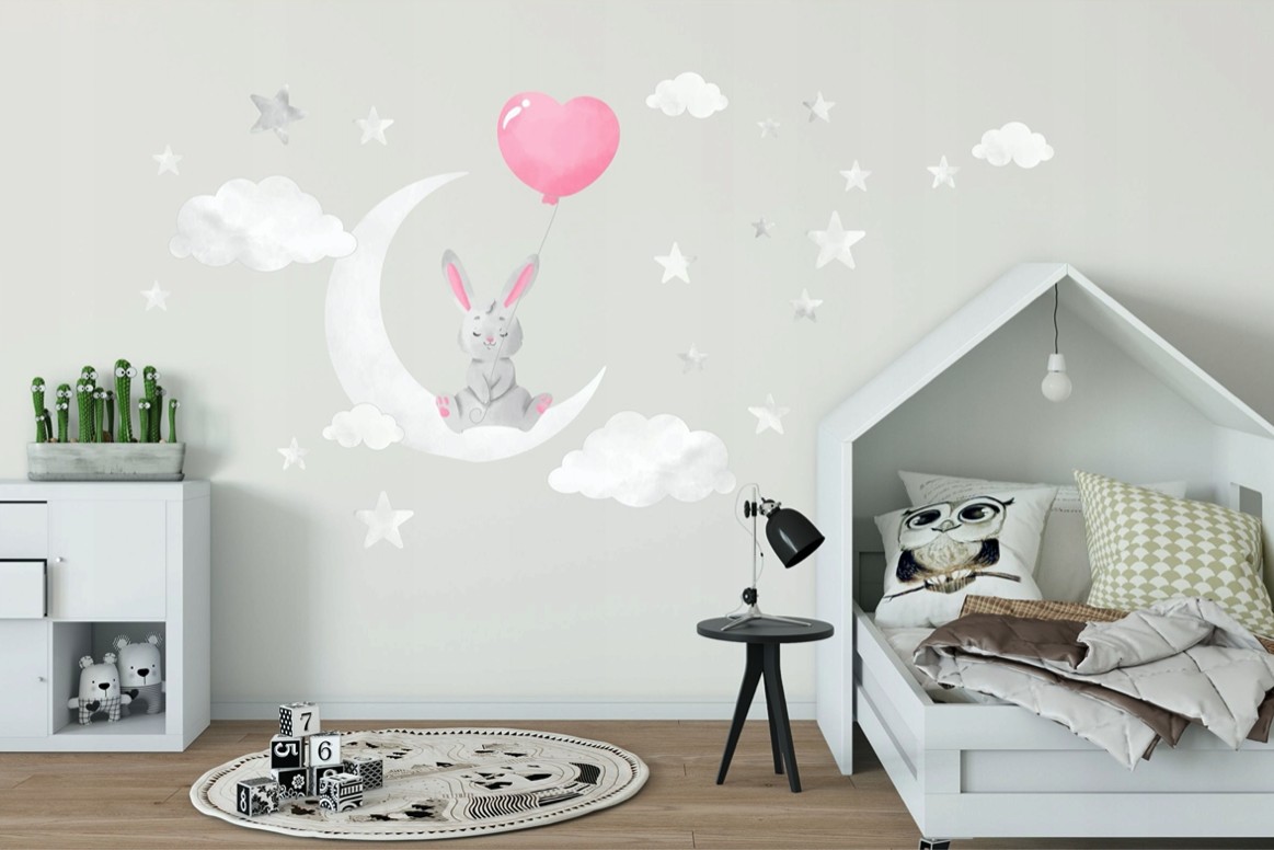 E-shop domtextilu.sk Roztomilá nálepka na stenu pre dievčatká zaľúbený zajačik 100 x 200 cm 46206