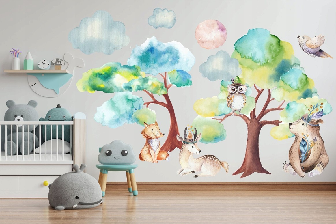 E-shop domtextilu.sk Krásna farebná nálepka na stenu pre deti v jemný tónoch 120 x 240 cm 46353-217115