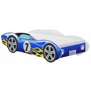 Jedinečná chlapčenská detská posteľ modré pretekárske auto 140 x 70 cm 