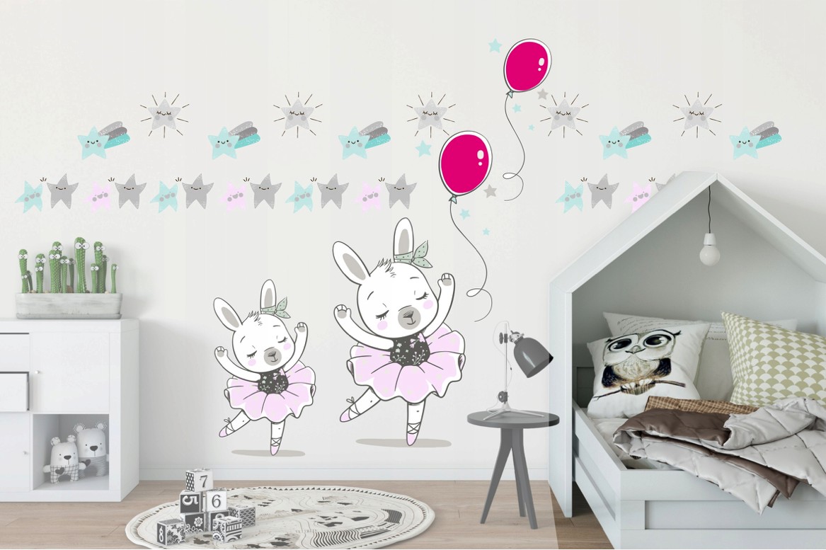 E-shop domtextilu.sk Detská nálepka na stenu pre dievčatko zajačik baletka 100 x 200 cm 46612-217505